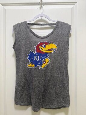 Three Square Gray KU Jayhawks Activewear Tank Top Sz M